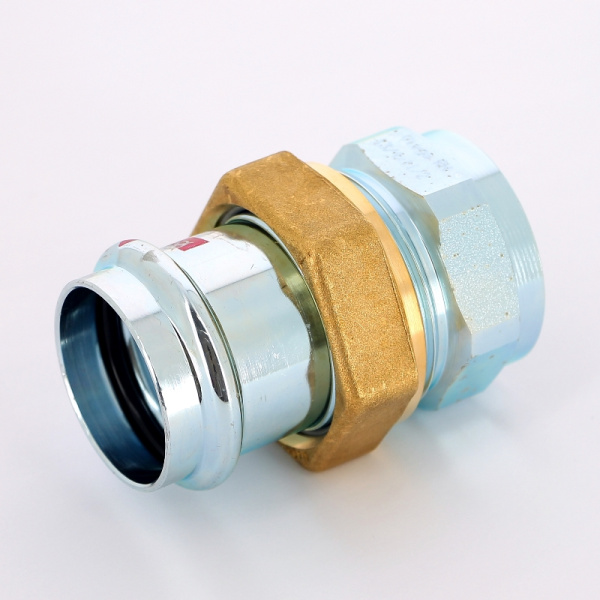 Муфта пресс-В с накидной гайкой и плоской прокладкой нелегир. сталь Prestabo VIEGA 42х11/2