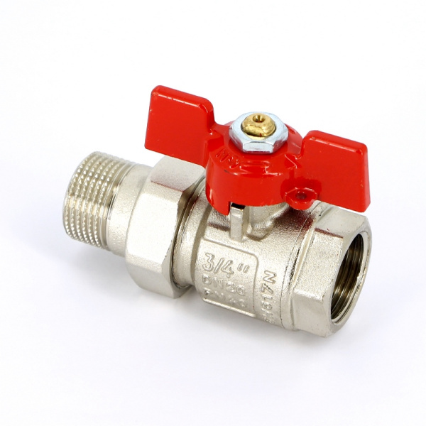 Кран шаровой НВ полнопроходной бабочка Uni-Fitt 3/4 с разъемным соединением