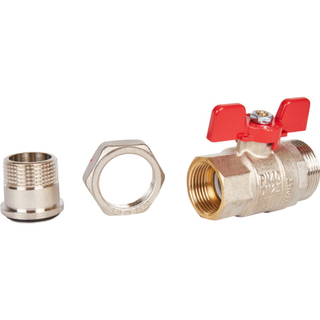 STOUT  Кран шаровой полнопроходной с американкой, ВР/НР, ручка бабочка 1 (EPDM)