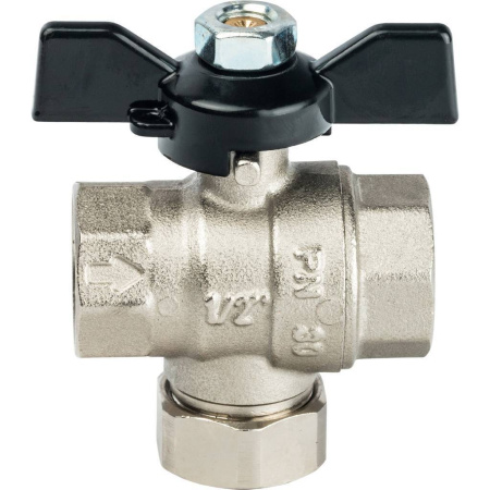 STOUT  Кран шаровой с фильтром 1/2 (ручка-бабочка)