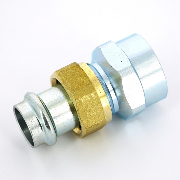 Муфта пресс-В с накидной гайкой и плоской прокладкой нелегир. сталь Prestabo VIEGA 22х1