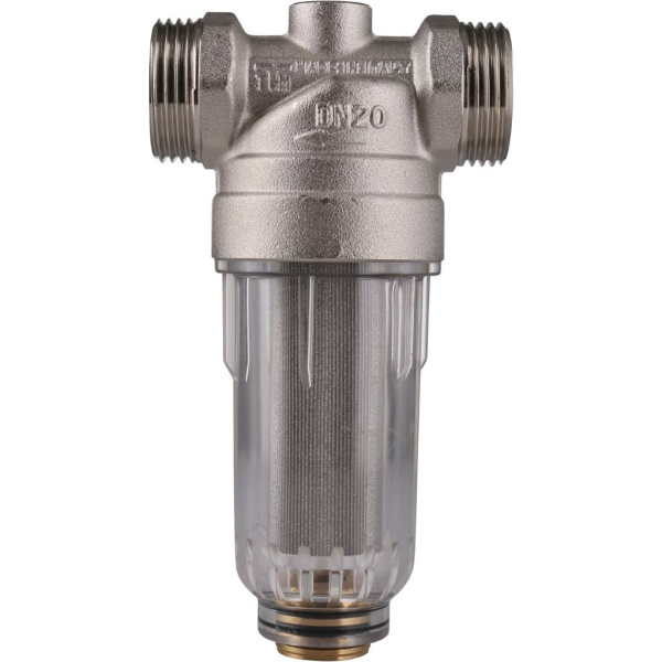 TIEMME 3/4 Фильтр с манометром со сгонами, с прозрачной пластиковой колбой, промывной