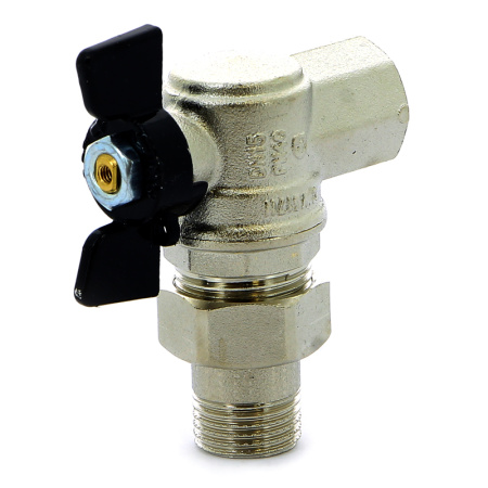 Кран шаровой Oregon Bugatti НВ угловой с разъемным соединением бабочка 1/2