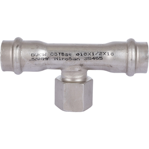 Sanha  9130G пресс-фит. нерж.сталь, тройник ВПр-ВР-ВПр, 18x1/2x18