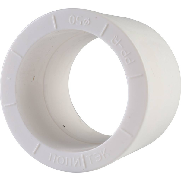 Политэк   d=50 Муфта для полипропиленовых труб под сварку (цвет белый)