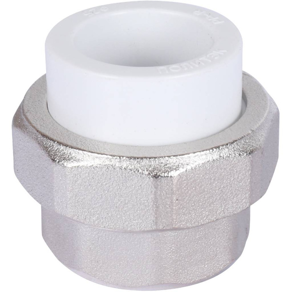 Политэк  25х1 Муфта разъемная с внутренней резьбой для полипропиленовых труб под сварку (цвет белый)