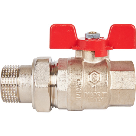 STOUT  Кран шаровой полнопроходной с американкой, ВР/НР, ручка бабочка 1 (EPDM)