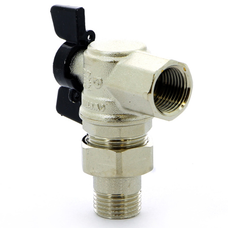 Кран шаровой Oregon Bugatti НВ угловой с разъемным соединением бабочка 1/2