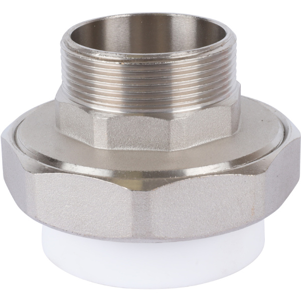 Политэк Политэк White fittings 63х2 Муфта разъемная с наружной резьбой для полипропиленовых труб под сварку (цвет белый)