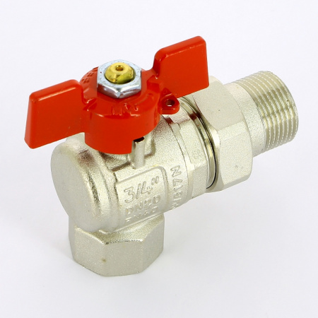 Кран угловой полнопроходной бабочка UNI-FITT НВ 3/4 с разъемным соединением для коллекторных групп