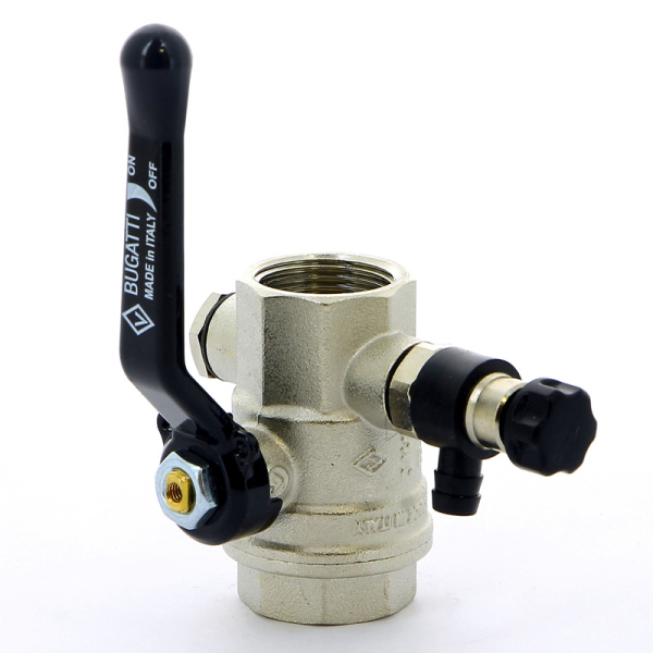 Кран шаровой Oregon Bugatti ВВ с заглушкой и дренажным вентилем рычаг 3/4