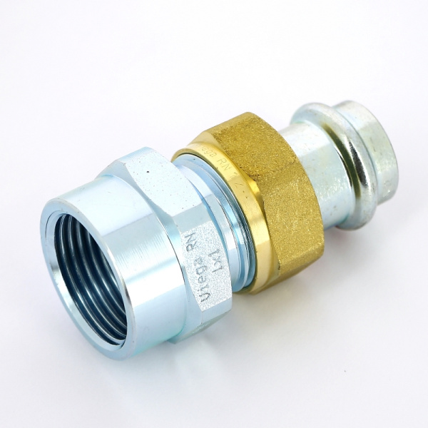 Муфта пресс-В с накидной гайкой и плоской прокладкой нелегир. сталь Prestabo VIEGA 22х1