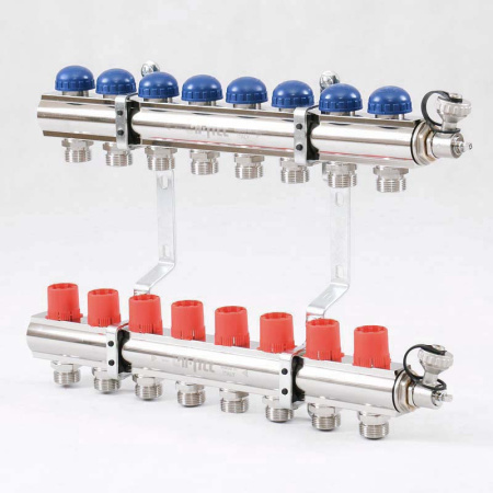 Коллекторная группа с балансировочными и термостатическими вентилями UNI-FITT 1x3/4ЕК 8 выходов