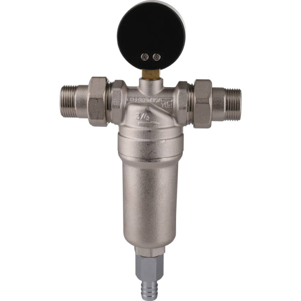 TIEMME 3/4 Фильтр с манометром со сгонами, с латунной колбой, промывной